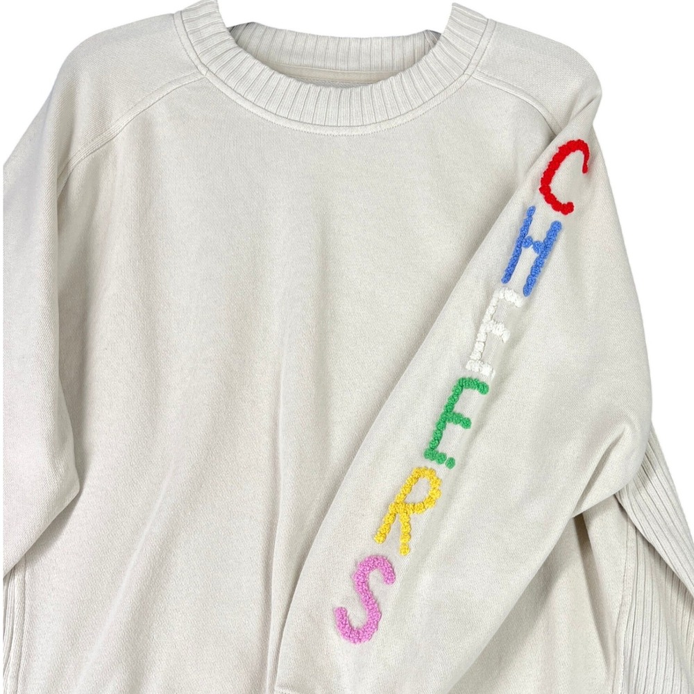 Aerie Sweatshirt Chenille Cheers Sleeve Embroidery Casual Loungewear Womens S